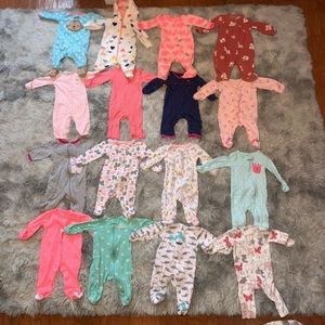 16 baby girl PJ’s bundle